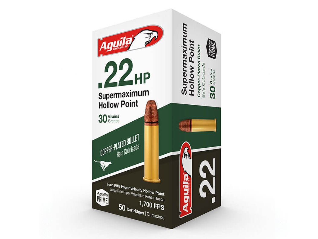 Aguila Supermaximum Ammunition .22 Long Rifle 30 grain Copper Plated Hollow Point box of 500